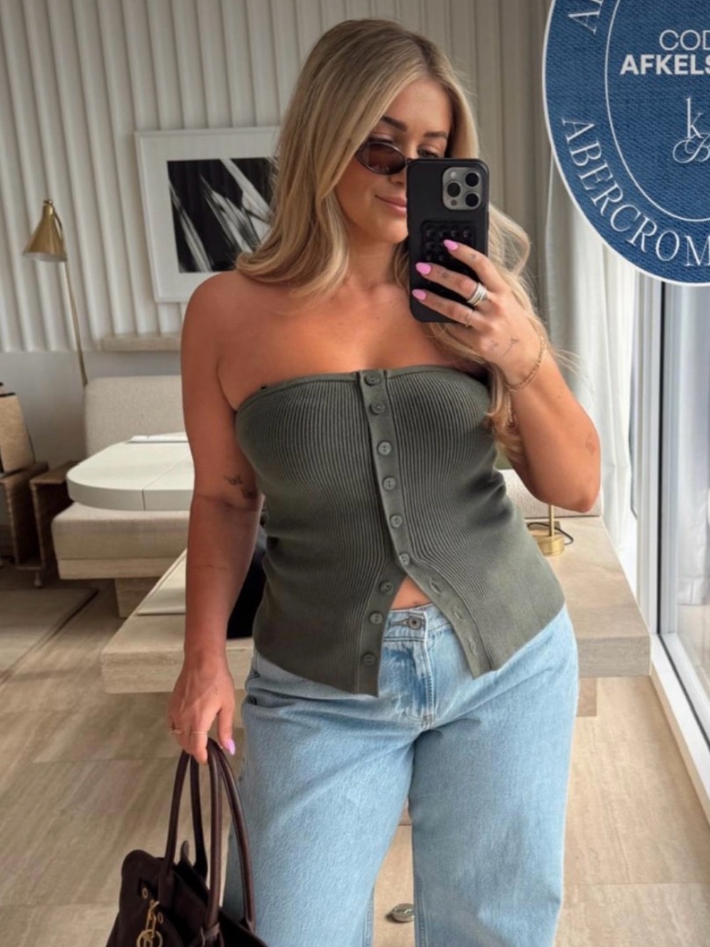 🍁NWT Ottoman Button-Front Tube Top